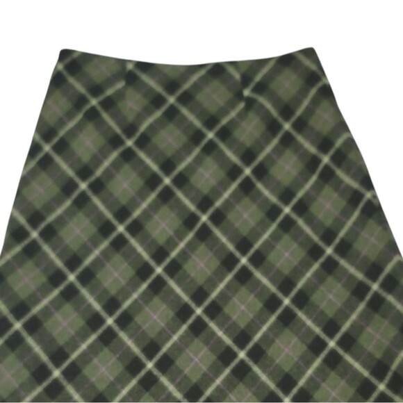 Vintage 90s Y2K Chadwicks Wool Blend A-line Plaid Midi Skirt in Green Size 12P - Picture 6 of 10
